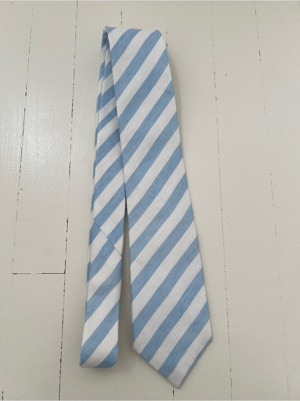 Suitsupply Light Blue and White Diagonal Stripe Tie